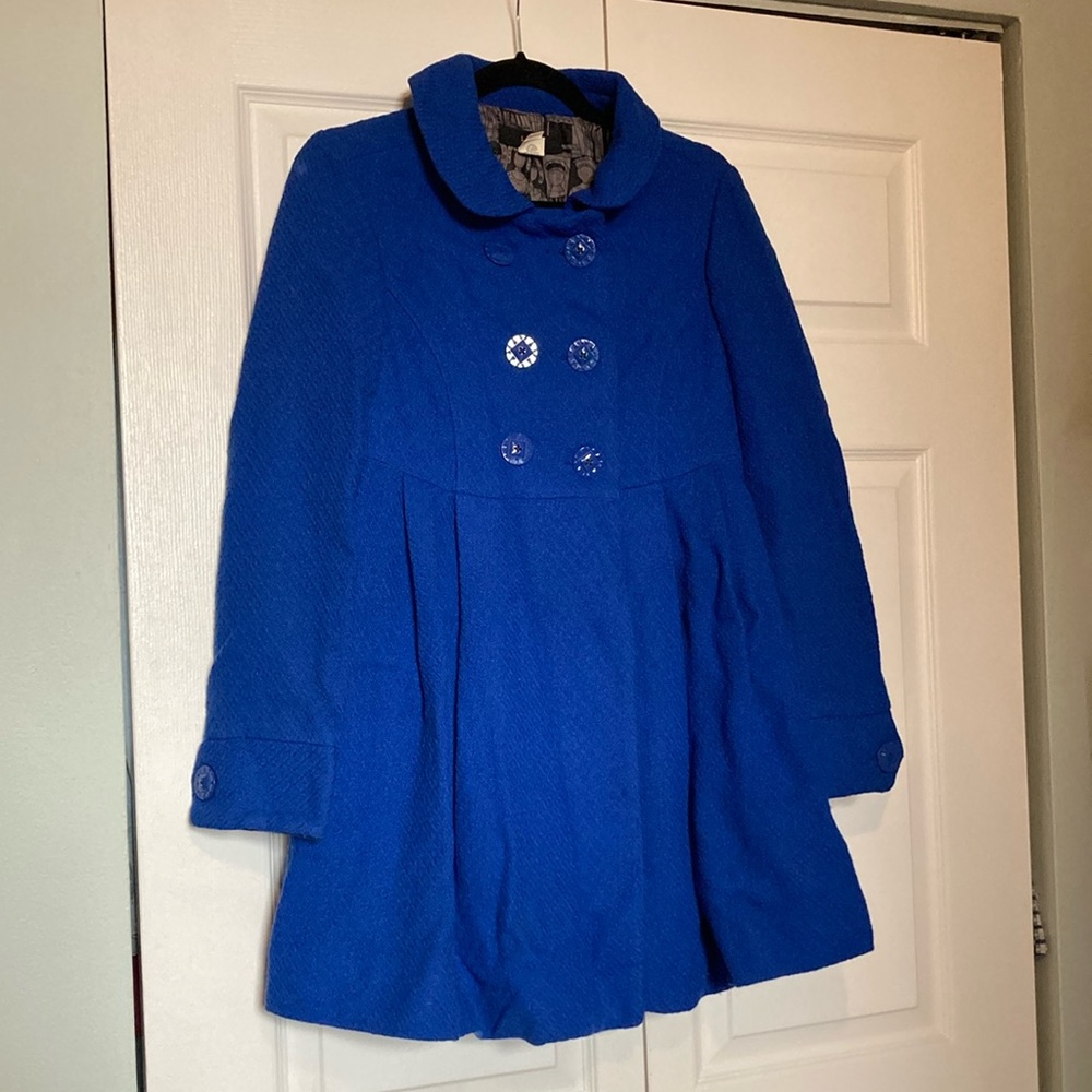 Stunning Blue UO Coat with Peter Pan Collar